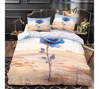 TRHEDCOZB Desierto de Rosas Azules 3D Impresión Funda de edredón 3pz Microfibra hipoalergénica Pintura Surrealista artística Edredón Funda 2 Fundas Cremallera Oculta Chicos Niños Double（200x200cm）