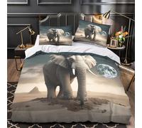 TRHEDCOZB Escena del Desierto con Elefantes 3D Impresión Edredón Funda 3pz Microfibra Lavable Obra Surrealista de fantasía Funda de edredón 2 Fundas Cremallera Oculta Decoración habitación Adultos