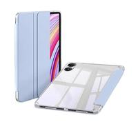 Tri-Fold PU Leather Case Suitable For Xiaomi Poco Pad 12.1inch 2024 Clear Acrylic Hard Back Shell with Pen Holder Cover(Sky Blue)
