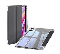 Tri-Fold PU Leather Case Suitable For Xiaomi Poco Pad 12.1inch 2024 Clear Acrylic Hard Back Shell with Pen Holder Cover(Black)
