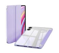 Tri-Fold PU Leather Case Suitable For Xiaomi Poco Pad 12.1inch 2024 Clear Acrylic Hard Back Shell with Pen Holder Cover(Purple)