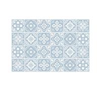 Triana Blue Cemente - Juego de adhesivos de pared españoles - 15 x 15 cm - 24 piezas, arte de bricolaje, decoración del hogar, calcomanías, decoración de cocina, ideas de baño