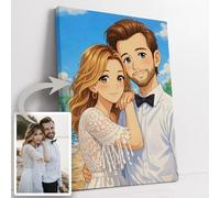 Triangle Déco Retrato manga personalizado de foto | Caricatura estilo manga anime | Póster | Lienzo | Plexiglás 3 mm | Cuadro con marco | Regalo original cumpleaños familia amigos boda