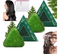 Triangle Shampoo, Green Triangle Soap for Hair, Plant-Based Solid Shampoo for Women and Mens, Strengthens Smooths Hair for All Hairs Types