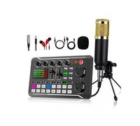 (Triangle Suit Golden) F998 Mulitfunctional Live Sound for PC Phone Studio Recording Gaming Audio Mixer Live Sound Card