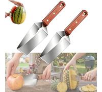 Triangle Watermelon Cutter,Watermelon Slicer Cutter Tool,Stainless Steel Watermelon Fruit Slicer with Wooden Handle,Fruit Dicing Tool Divider for Watermelon,Apple,Cantaloupe (2)