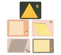 Triangle Wooden Brain Puzzle Set | Wood, 5.4in x 4.3in, 5 Types | Disappearing Square & Triangle Design, Irregular Shape Puzzle | Wooden Geometry uzzle Game