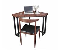Triangular Desk Home Pine Corner Desk Simple Style Corner Writing Desk Stable Metal Frame with Adjustable Feet Pad Retro Brown Office Desk (Size : 0.8 Meters) (0.6 Meters)