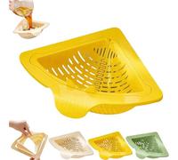 Triangular Draining Basket, Triangular Draining Basket for Sink, All-In-One Drainings & Storage Rack for Washing Fruits and Vegetables, Easy Install (Yellow)