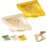 Triangular Draining Baskets for Kitchen Sink, Magnetic Triangular Filter with Rotatable Drain Base, Corner Sink Organizer for Food Scraps, Vegetable Rinsing & Storage(Yellow+White)