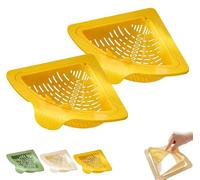 Triangular Draining Baskets for Kitchen Sink, Magnetic Triangular Filter with Rotatable Drain Base, Corner Sink Organizer for Food Scraps, Vegetable Rinsing & Storage(2pcs-Yellow)