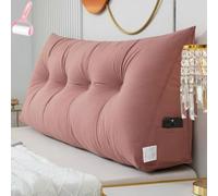 Triangular Reading Bed Rest Pillow,Headboard Positioning Support Large Bolster Cushion,Headboard Backrest Wedge Pillow with Removable Cover and Two Side Pockets