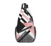 Triángulo Abstracto Rayas Flor Mariposa Sling Bag, Mochila de Hombro Paquete de Cofre Causal Crossbody Daypack para Mujeres Hombres Senderismo Viajes