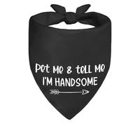 Triángulo Baberos Bufandas 30X70Cm Acaríciame Y Dime Que Soy Guapo Negro Bufanda De Mascota Baberos Triangulares Duradero Pañuelo Triangular Mascotas para Gatos Perros Grandes Medianos Pequeños