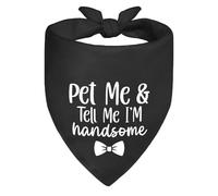 Triángulo Baberos Bufandas 30X70Cm Acaríciame Y Dime Que Soy Guapo Negro Pañuelos para Perros Duradero Bufanda De Mascota Bandana Collar para Gatos Perros Grandes Medianos Pequeños