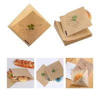 Triángulo Bolsa de papel para envolver alimentos 100 hojas Sandwich Burger Wrapping Bag Bolsas de papel Kraft a prueba de aceite a prueba de grasa para hamburguesas Fritas Crepes Sandwich Donuts Pan