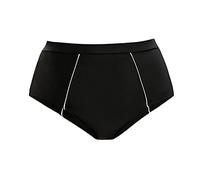 Triángulo Cintura Alta Mujer bañador Secado rápido sólido decoración línea Elegante Traje baño Verano Playa cómodo Ligero Ajuste Plana (Black, L)