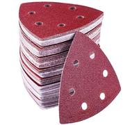 Triángulo de Lijado Delta, 72 Piezas Lijas para Lijadora, 6 Agujeros, 93 x 93 x 93 mm Hojas de Lija Triangulares, Grano 40/60/80/120/180/240, Papel de Lija Triangular para Lijado y Pulido