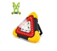 Triángulo de Seguridad Con Luz de Alerta Multiusos 30W - Emergencia Portátil Con Asa, Alta Visibilidad, Impermeable, 3 Modos, Tiras Reflectantes Incluidas
