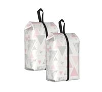 Triángulo geométrico de mármol Rosa Gris Plateado， Bolsas de Viaje para Zapatos (Paquete de 2), Bolsas Impermeables para Guardar Zapatos, Organizador de Zapatos para Viajes y hogar.