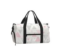 Triángulo geométrico de mármol Rosa Gris Plateado,Bolso Deportivo Bandolera de Mano, Bolsa de Deporte, Bolsa de Viaje de Gran Capacidad para Mujeres y Hombres.