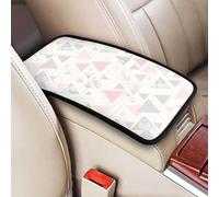 Triángulo geométrico de mármol rosa gris plateado,Funda para reposabrazos de consola central de vehículo, almohadilla suave y cómoda para pasamanos de coche, cojín universal