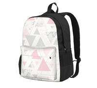 Triángulo geométrico de mármol rosa gris plateado,Mochila con bolsillos, mochila informal para el día a día, resistente al agua, ideal para la escuela, viajes