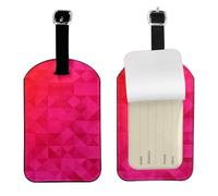 Triángulo geométrico fucsia,Etiquetas de equipaje de cuero sintético con nombre, etiquetas de viaje duraderas, 2 unidades
