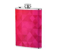 Triángulo geométrico fucsia,Frasco de acero inoxidable 304 de 8 oz con funda de cuero sintético, frasco de bolsillo para licor plano para exteriores