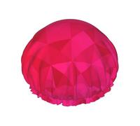 Triángulo geométrico fucsia,Gorro de ducha, gorro de noche, gorro de baño elástico impermeable de doble capa, reutilizable para el cabello.
