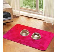 Triángulo geométrico Fucsia,Tapete para Comida de Mascotas, manteles Individuales de Cuero sintético para Gatos y Perros,40x60cm