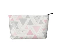 Triángulo geométrico Rosa, Gris y Plateado de mármol,Neceser de Pana, Neceser de Maquillaje portátil, Neceser de Viaje
