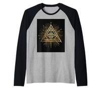 Triángulo Ojo Visión Símbolo Sabiduría Camiseta Manga Raglan