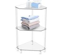 Triángulo transparente mesa lateral acrílica para espacio pequeño - 30x30x65cm nivel transparente esquina estante soporte mesa final, estante de visualización de almacenamiento de esquina para sala de