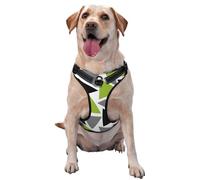 Triángulos aleatorios Verde Lima Gris Negro sobre Blanco,Arnés para Mascotas, arnés Reflectante Ajustable para Perros,XL