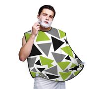 Triángulos aleatorios verde lima gris negro sobre blanco, Babero de afeitar para hombre, delantal para barba, recogedor de pelo de barba para hombre 107x73cm