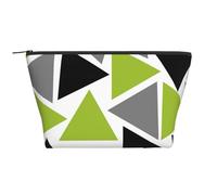 Triángulos Aleatorios Verde Lima Gris Negro sobre Blanco, Bolsa de artículos de tocador Bolsa de Maquillaje Bolsa de cosméticos Bolsa de artículos de tocador de Viaje portátil