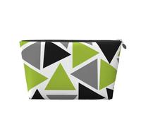 Triángulos Aleatorios Verde Lima Gris Negro sobre Blanco, Bolsa de artículos de tocador Bolsa de Maquillaje Bolsa de cosméticos Bolsa de artículos de tocador de Viaje portátil