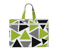 Triángulos aleatorios verde lima gris negro sobre blanco,Bolsa de lona para documentos con cremallera, bolso de mano, maletín para la escuela y la oficina.