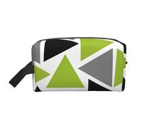 Triángulos Aleatorios Verde Lima Gris Negro sobre Blanco, Bolsa de Maquillaje Bolsa de cosméticos Bolsa de artículos de tocador de Viaje portátil Organizador de Bolsa de Maquillaje