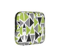 Triángulos aleatorios Verde Lima Gris Negro sobre Blanco, Bolsa para Guardar compresas sanitarias, Bolsa Porta compresas con Cremallera, Monedero
