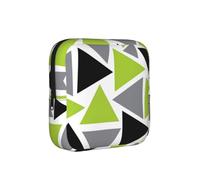 Triángulos aleatorios Verde Lima Gris Negro sobre Blanco, Bolsa para Guardar compresas sanitarias, Bolsa Porta compresas con Cremallera, Monedero