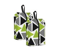 Triángulos aleatorios Verde Lima Gris Negro sobre Blanco， Bolsas de Viaje para Zapatos (Paquete de 2), Bolsas Impermeables para Guardar Zapatos, Organizador de Zapatos para Viajes y hogar.