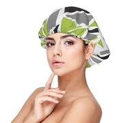 Triángulos aleatorios verde lima gris negro sobre blanco,Gorro de dormir de satén ajustable para adultos, de seda, elástico, para dormir, para mujer