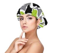 Triángulos aleatorios verde lima gris negro sobre blanco,Gorro de dormir de satén ajustable para adultos, de seda, elástico, para dormir, para mujer
