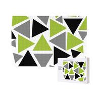 Triángulos aleatorios Verde Lima Gris Negro sobre Blanco,Rompecabezas de Madera de 300 Piezas, Juego Familiar, Rompecabezas para Adultos, Adolescentes, decoración del hogar