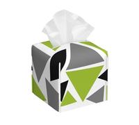 Triángulos aleatorios Verde Lima, Gris y Negro sobre Blanco,Dispensador de pañuelos, Funda para Caja de pañuelos, dispensador de pañuelos