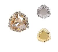 Triángulos gruesos de cristal for coser, diamantes de imitación, engaste dorado, artesanías, pegamento en piedra de garra, accesorios for ropa, zapatos, bolsos, bricolaje(Golden Shadow 001GS,10PCS GOL