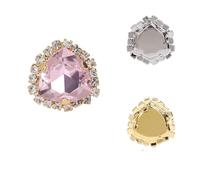 Triángulos gruesos de cristal for coser, diamantes de imitación, engaste dorado, artesanías, pegamento en piedra de garra, accesorios for ropa, zapatos, bolsos, bricolaje(Pink 223,10PCS GOLDEN_12MM)