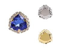 Triángulos gruesos de cristal for coser, diamantes de imitación, engaste dorado, artesanías, pegamento en piedra de garra, accesorios for ropa, zapatos, bolsos, bricolaje(Light Sapphire 206,10PCS GOLD